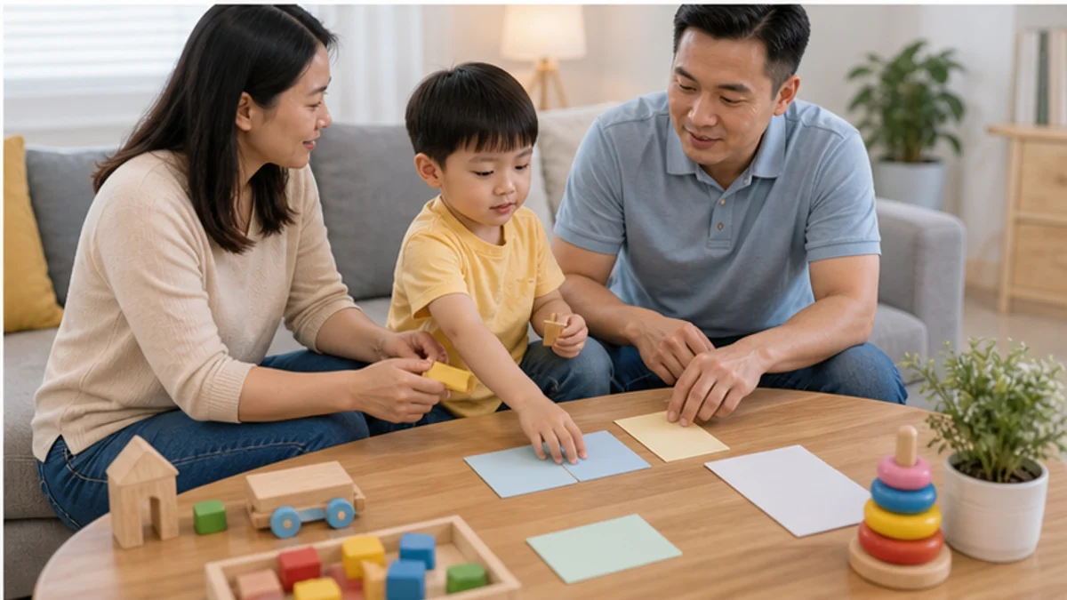 Gia đình thực hành sau buổi can thiệp chậm nói