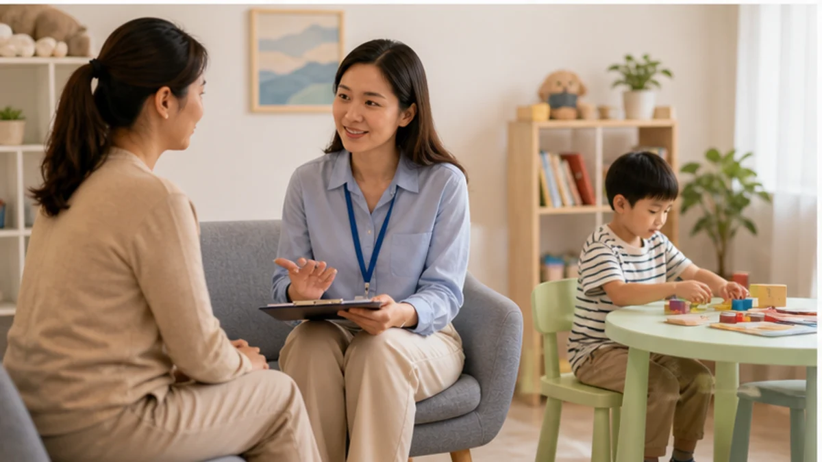 Phụ huynh trao đổi với bác sĩ tâm lý mất ngủ dành cho trẻ em