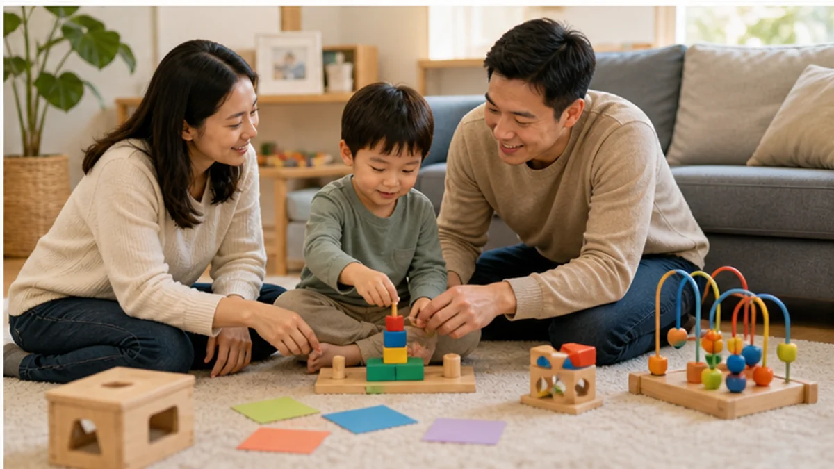 Gia đình quan sát trẻ sau khi làm test tự kỷ trẻ em
